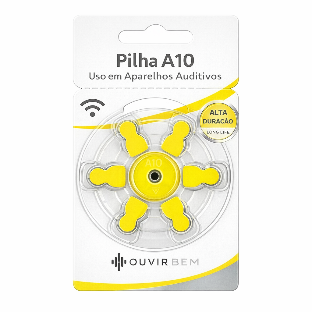 Pilha A10 para Aparelhos Auditivos cartelas (3-6-12)